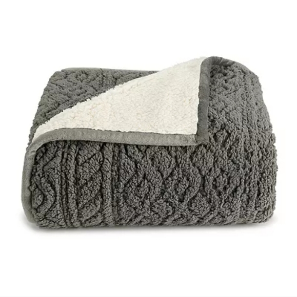 Cuddl Duds Other Cuddl Duds Gray Carve Sherpa Throw Blanket Poshmark